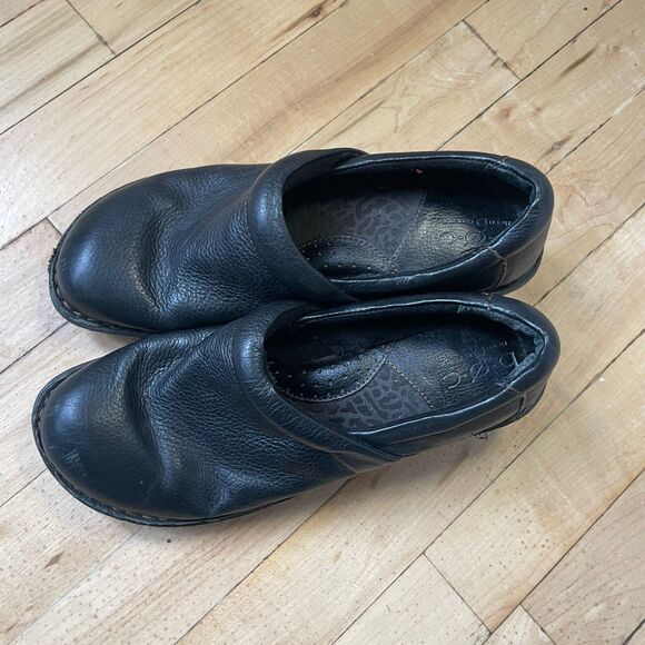 Boc Born Concept Black Leather Clogs Slip On Nurse Shoes‎ Womens Sz 8.5 - Picture 3 of 9